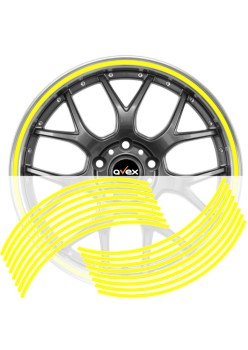 Set 16 inele din autocolant pentru jante culoare Galben Lucios