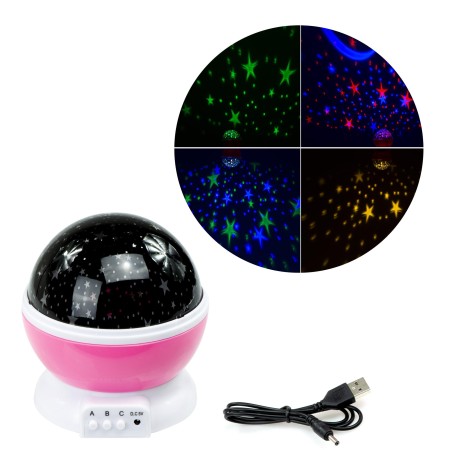 Proiector LED Galaxy Stars, Lampa de Veghe cu Cer Înstelat, 9 Moduri de Afișare, Rotație, Alimentare USB sau Baterii, pentru Copii