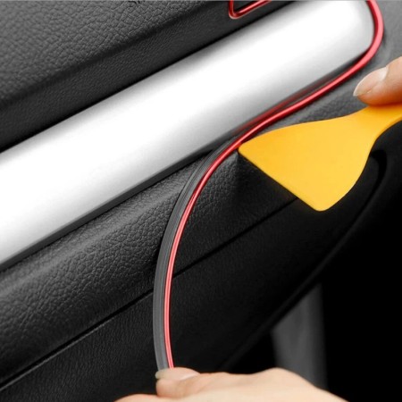 Banda decor interior crom TUNING, 5m, ROSU