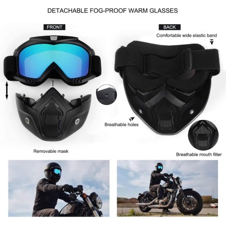 Masca de Protectie cu Ochelari Detasabili, cu destinatie Moto, ATV, SSV, QUAD