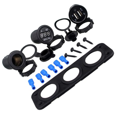 Priza Suplimentara Impermeabila 12V cu 2 x USB si Voltmetru – Auto, ATV, SSV, Off-Road