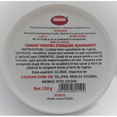 Pastă Etanșare Eșapament 150g – Rezistentă la Temperatură +1100°C, Anti-Apă și Monoxid, Ciment Lipit Eșapament Caspian