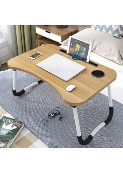 Masa pentru Laptop plianta din MDF, dimensiune 60 x 39,5 cm, cu suport pahar si telefon