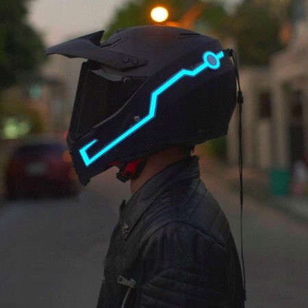 Benzi LED pentru Cască Moto, Set 2 Bucăți, Alb, Autoadezive, Telecomandă cu Fir, 2xAAA