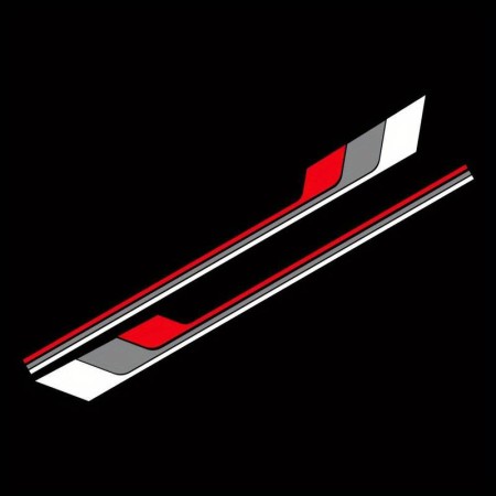 Stickere auto sport Racing Stripes V2, set 2 benzi decorative, 180 x 16.5 cm, Alb Gri Rosu, vinilin Oracal autoadeziv pentru tuning exterior