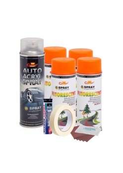 Kit complet reparatie si vopsire jante culoare Orange Fluorescent, V4