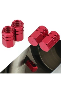 Set capacele auto pentru ventil hexagon rosu 4 buc