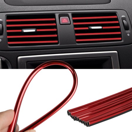 Profil Decorativ Auto „U” pentru Finisaje Interioare – 15m Liniari, Roșu Intens