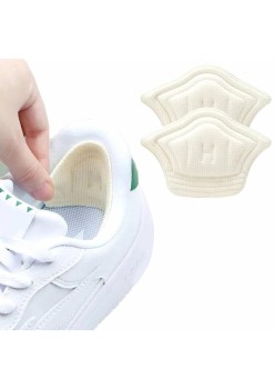 Set 10 buc. (5 seturi) de pernite protectie calcaie pentru incaltaminte, autoadezive, din spuma moale si material textil, culoare CREM