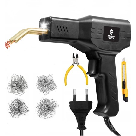 Pistol Profesional pentru lipit/sudat plastic, kit pentru repararea fisurilor din plastic, polipropilena, 400 capse de intarire, putere 50W, culoare Negru, Cod: AVX-WT-WG-X80
