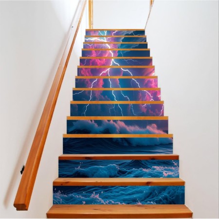 Sticker Decorativ Autoadeziv pentru Scari Interioare – 200x124 cm, Print HD, Folie OraJet, Rezistent la Apa si Praf