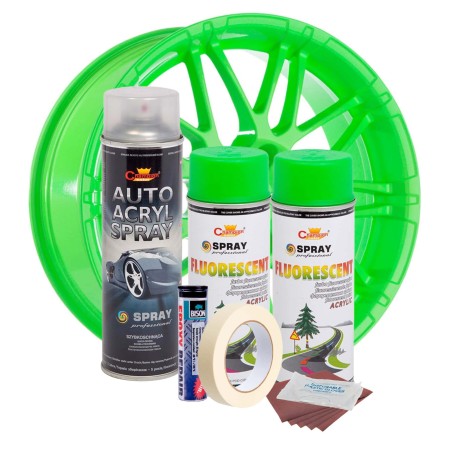 Kit complet reparatie si vopsire jante culoare Verde Fluorescent, V2