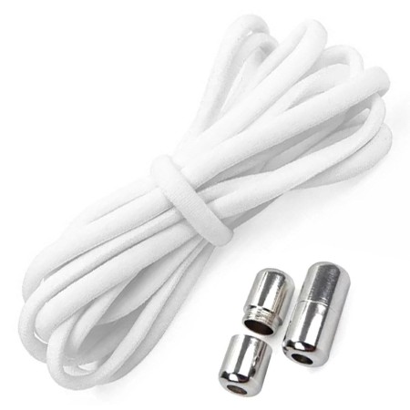Sireturi elastice SMART pentru incaltaminte cu clema metalica, culoare alba