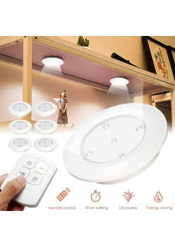 Set 6 Lampi LED Wireless, autoadezive, cu telecomanda, pentru iluminat scari sau mobilier