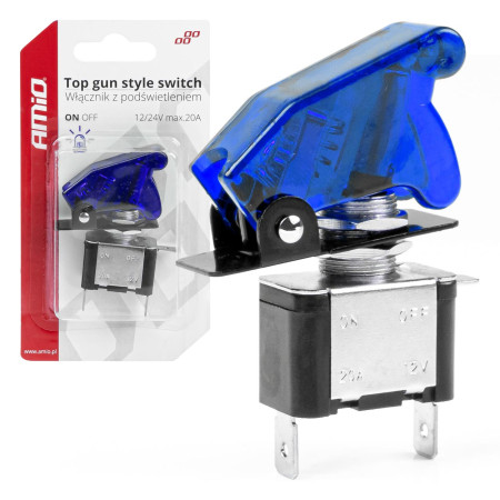 Comutator iluminat (intrerupator) cu protectie, destinatie auto, moto, ATV, SSV, Off-Road, model 