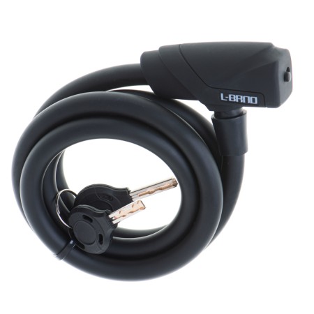 Antifurt bicicleta, Dispozitiv de blocare biciclete, spiralat, cu cheie, lungime 150cm, culoare Neagra