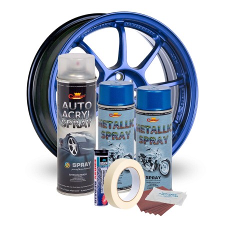Kit complet reparatie si vopsire jante culoare Albastru Metalizat, V2
