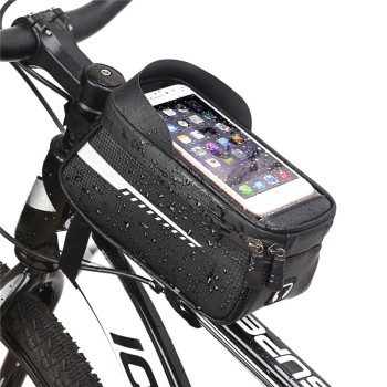 Suport Telefon Impermeabil, Tip Geantă, cu Montaj pe Motocicletă și Bicicletă, Compartiment Depozitare, Ecran Touch