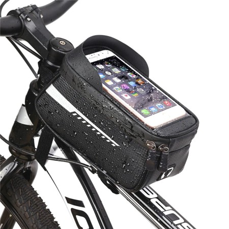 Suport Telefon Impermeabil, Tip Geantă, cu Montaj pe Motocicletă și Bicicletă, Compartiment Depozitare, Ecran Touch