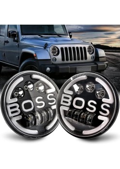 Lampa LED Off-Road 170 mm, 55W, cu 5 functii: Faza Lunga, Faza Scurta, Pozitie, Semnalizare, Inscriptie BOSS, 9-36V, Auto, ATV, SSV