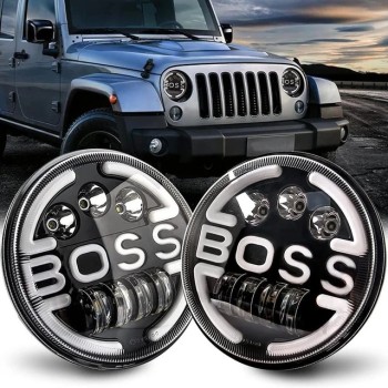 Lampa LED Off-Road 170 mm, 55W, cu 5 functii: Faza Lunga, Faza Scurta, Pozitie, Semnalizare, Inscriptie BOSS, 9-36V, Auto, ATV, SSV