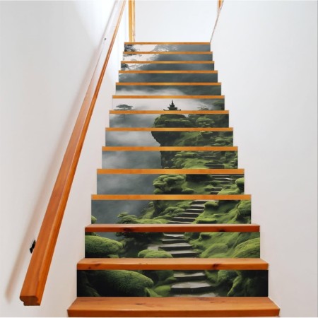 Sticker Decorativ Autoadeziv pentru Scari Interioare – 200x124 cm, Print HD, Folie OraJet, Rezistenta la Apa si Praf
