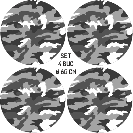 Folie decorativa jante auto set 4 bucati, print EcoSolvent Oracal, autoadeziva, diametru 60 cm, model sport FJT-24