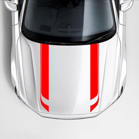 Stickere tuning auto capota Hood Stripes V1, set 2 bucati, 85x12 cm, Rosu, folie Oracal autoadeziva exterior