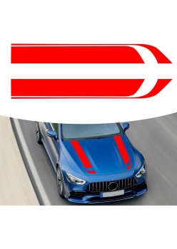 Stickere tuning auto capota Hood Stripes V1, set 2 bucati, 85x12 cm, Rosu, folie Oracal autoadeziva exterior