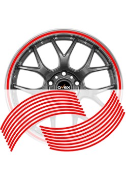 Set 16 inele din autocolant pentru jante culoare Rosu Lucios