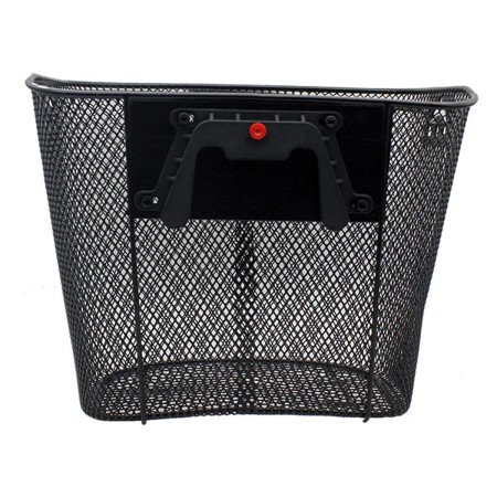 Coș Metalic Demontabil pentru Bicicletă, Cu Mâner, Prindere Rapidă CLICK, Negru, 33x26x25 cm, Compatibil Biciclete 20"-28", Sarcină 6 kg