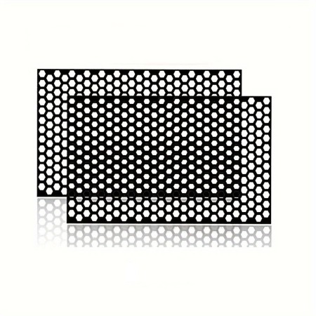 Set 2 Folii Autoadezive pentru Stopuri Auto, Model Honeycomb, Negru Mat, 2 x 48x30 cm, Oracal