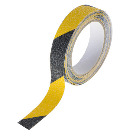 Banda anti alunecare de protectie, autoadeziva, 5m x 2,5cm, Negru-Galben