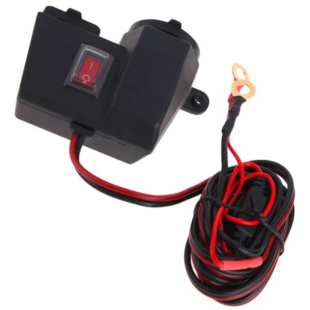 Priza de bricheta suplimentara, waterproof, 12V, 10A, cu 2 porturi incarcare USB, 5V, 2,1A, cu destinatie Moto, ATV, SSV, Quad, Off-Road