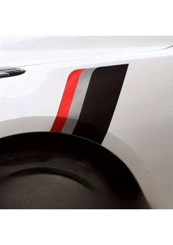 Sticker auto Racing Flag, 3 culori Negru Argintiu Rosu, 30x24x17 cm, tuning exterior masina, folie autoadeziva Oracal rezistenta UV