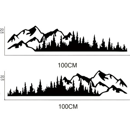 Stickere auto Off Road Forest & Mountains, set 2 buc, negru, 100x20 cm, autocolante SUV, ATV, 4x4, folie Oracal exterior