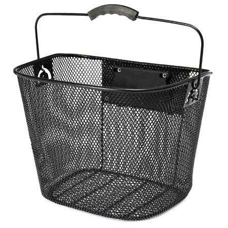 Coș Metalic Demontabil pentru Bicicletă, Cu Mâner, Prindere Rapidă CLICK, Negru, 33x26x25 cm, Compatibil Biciclete 20"-28", Sarcină 6 kg