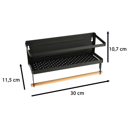 Raft Magnetic 2in1 pentru Frigider, Condimente si Prosop Hartie, Metal si Lemn, 30 cm
