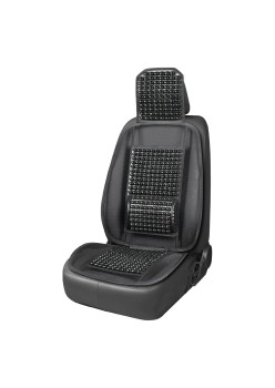 Husa scaun auto cu bile de masaj, suport lombar si tetiera, dimensiuni 125 x 52 cm, culoare Neagra