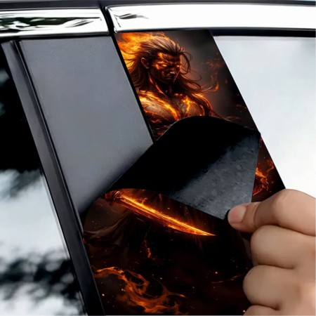 Set 2 Stickere Autoadezive OraJet pentru Stâlpi Uși Auto, Print HD EcoSolvent, 2x 50x22 cm