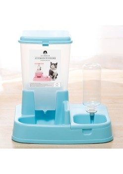 Distribuitor de alimente si apa pentru animale, 2in1, culoare Albastru