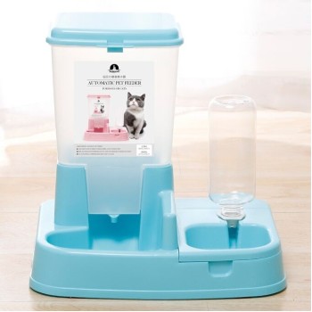 Distribuitor de alimente si apa pentru animale, 2in1, culoare Albastru