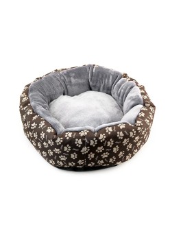 Culcus moale cu perna, pentru caine/pisica, culoare gri, impermeabil, baza antiderapanta, 50 cm