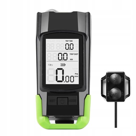 Vitezometru Digital Multifuncțional pentru Bicicletă – Lumină Față-Spate, Claxon, Rezistent la Apă, Ecran LCD, 5 Moduri de Măsurare