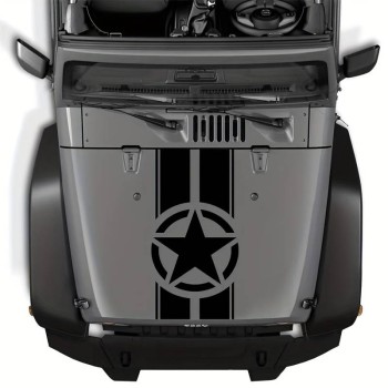 Sticker auto Off Road Army Star, 90x43 cm, negru, autocolant Oracal exterior, rezistent UV si intemperii