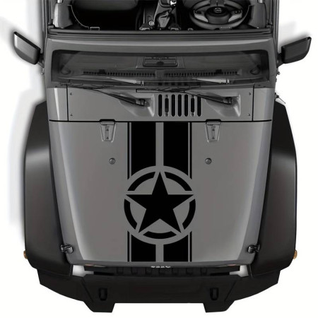Sticker auto Off Road Army Star, 90x43 cm, negru, autocolant Oracal exterior, rezistent UV si intemperii