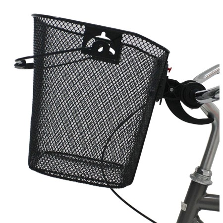 Coș Metalic Demontabil pentru Bicicletă, Cu Mâner, Prindere Rapidă CLICK, Negru, 33x26x25 cm, Compatibil Biciclete 20"-28", Sarcină 6 kg
