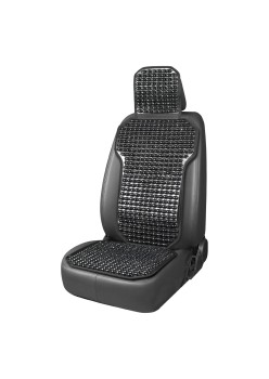 Husa scaun auto cu bile de masaj, suport lombar si tetiera, dimensiuni 126 x 44 cm, culoare Neagra