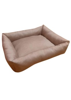 Culcus Dreptunghiular moale cu perna, pentru caine/pisica, culoare Maro, impermeabil, baza antiderapanta, 64x45cm