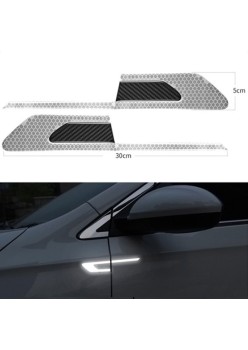 Set 2 stickere reflectorizante BUMERANG cu insertie Carbon 5D, culoare Argintiu